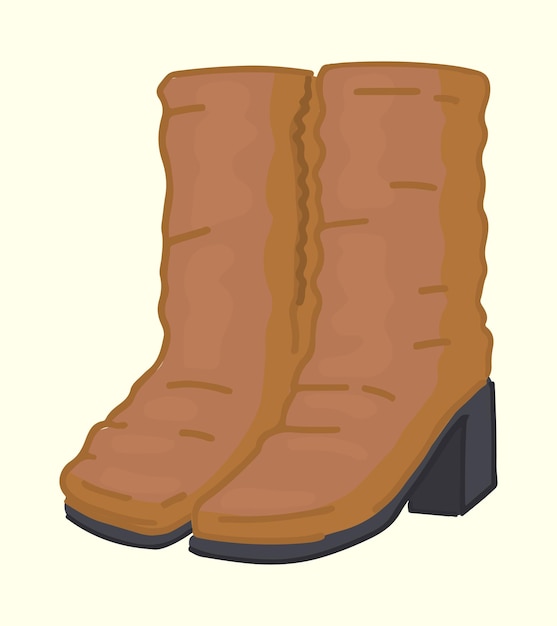 Doodle de botas altas de mujeres39s Clipart de dibujos animados de calzado de invierno cálido Ilustración vectorial aislada sobre fondo blanco