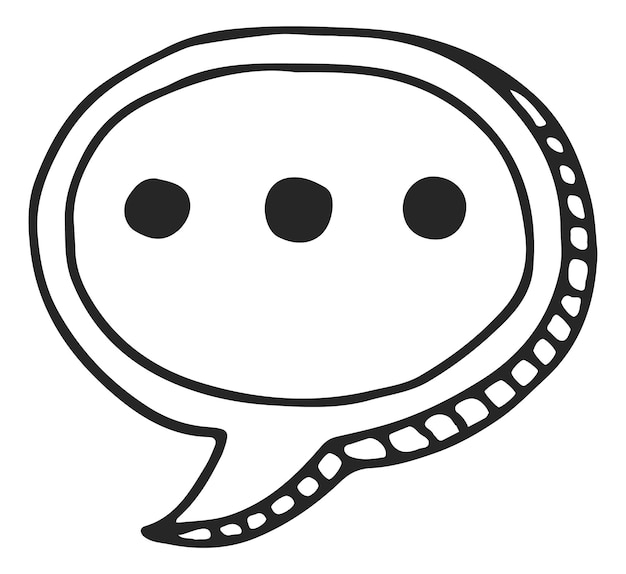 Doodle de burbujas de discurso de tres puntos Escribiendo en señal de chat