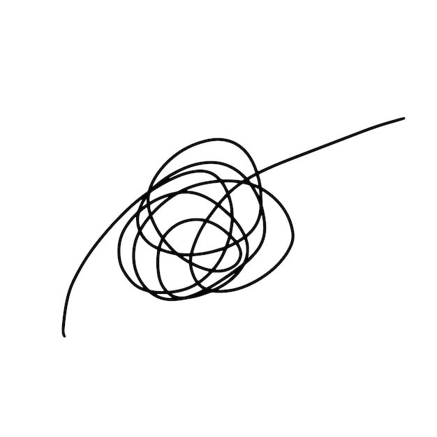 Doodle caos dibujado a mano Negro dibujado a mano línea abstracta garabato forma Vector doodle conjunto elipses enredos líneas círculos Grunge redondo garabato círculo Hilo ovillo nudo aislado