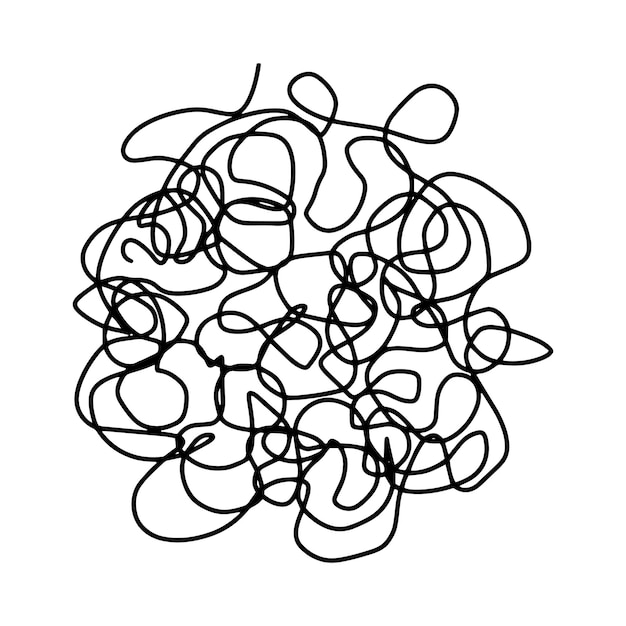 Doodle caos dibujado a mano Negro dibujado a mano línea abstracta garabato forma Vector doodle conjunto elipses enredos líneas círculos Grunge redondo garabato círculo Hilo ovillo nudo aislado