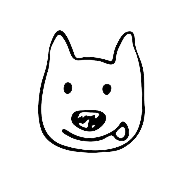 Doodle de cara de perro dibujado a mano. icono de mascotas de bosquejo. elemento de decoración. aislado sobre fondo blanco. ilustración vectorial.