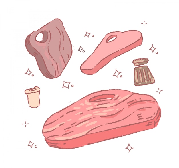 Vector doodle de carne fresca