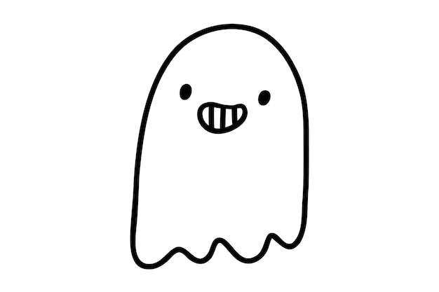 Doodle casa de fantasmas dibujada a mano Halloween pequeño fantasma en el estilo kawaii lindo aislado en blanco