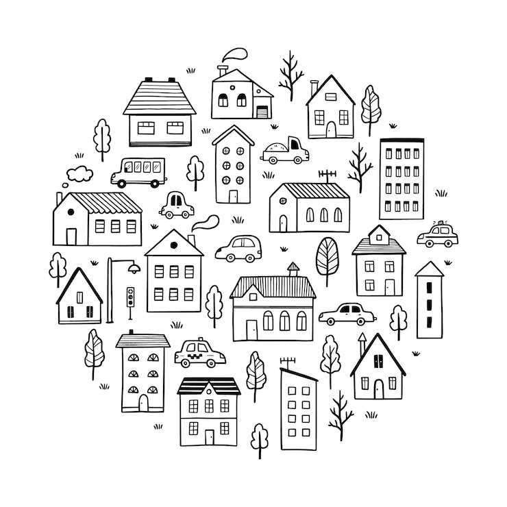 Doodle de casa linda dibujada a mano