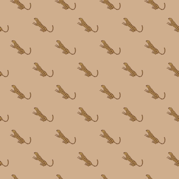 Vector doodle cheetah de patrones sin fisuras fondo de animales salvajes de fondo de pantalla sin fin de leopardo lindo dibujado a mano
