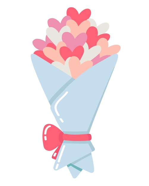 Doodle clipart ramo de flores corazones