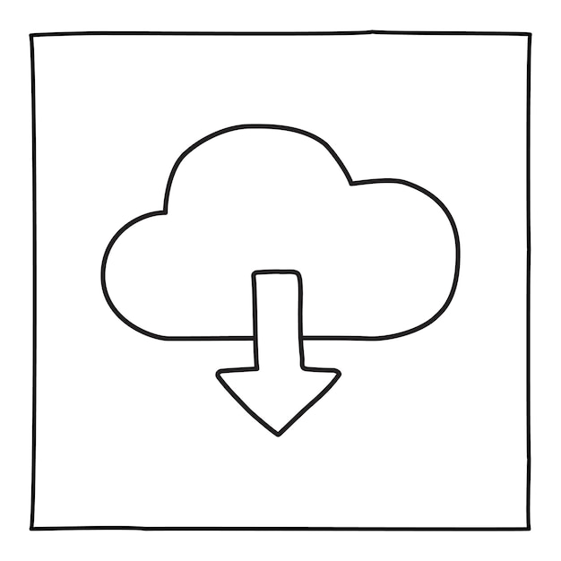 Doodle Cloud Descargar icono o logotipo, dibujado a mano con una delgada línea negra