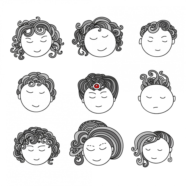 Doodle colección de avatares. Elementos de diseño artístico. Ilustración aislada en el fondo.