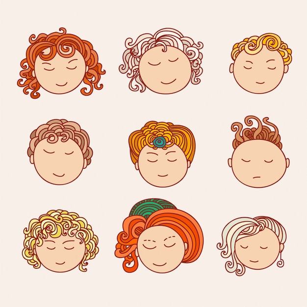 Doodle colección de avatares. Elementos de diseño artístico. Ilustración aislada