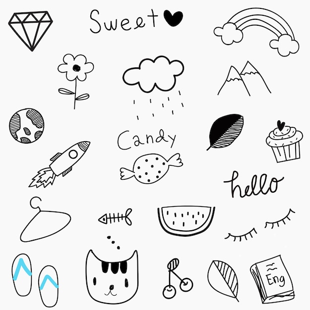 Doodle colletion en blanco y negro