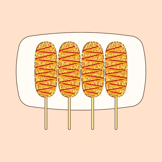 Vector doodle de comida coreana de diseño plano dibujado a mano