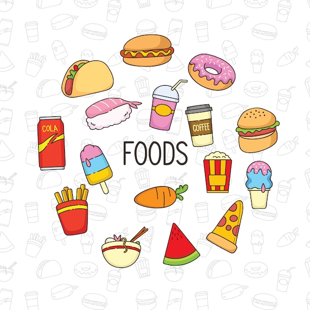 Doodle de comida linda