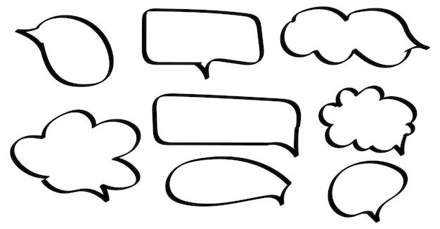 Doodle conjunto de burbujas de discurso