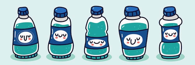 Doodle conjunto de colección de bebida de botella