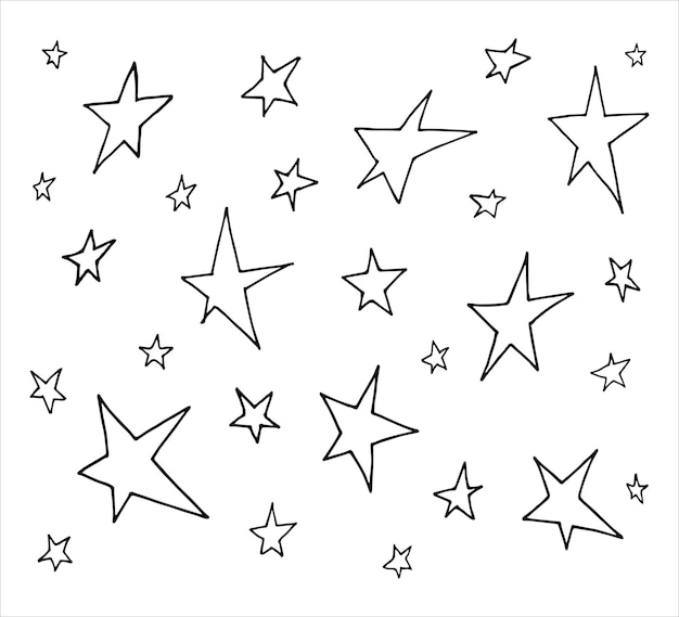 Doodle conjunto de estrellas dibujadas a mano