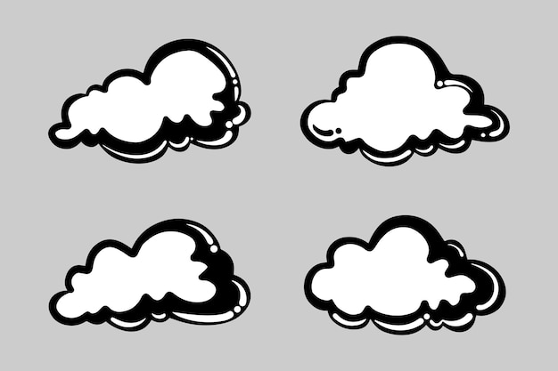 Doodle conjunto de ilustración de vector de nubes