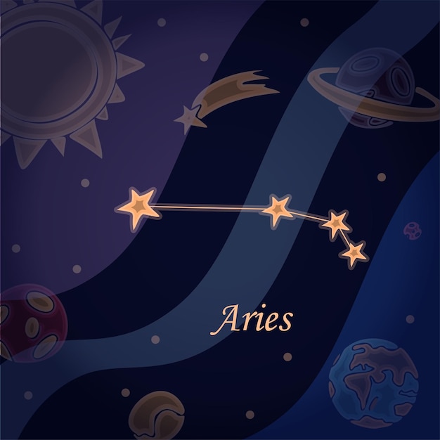 Doodle constelación del símbolo de aries de los signos del zodíaco ilustración vectorial de la astrología y como ...