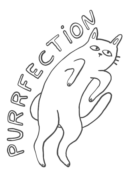 Doodle contorno gatos extravagantes ilustración dibujada a mano gatos de tinta negra caprichosos impreso