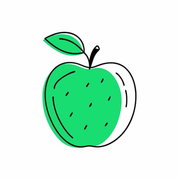 Doodle contorno de manzana con punto Ilustración vectorial para el embalaje en un fondo blanco aislado 11