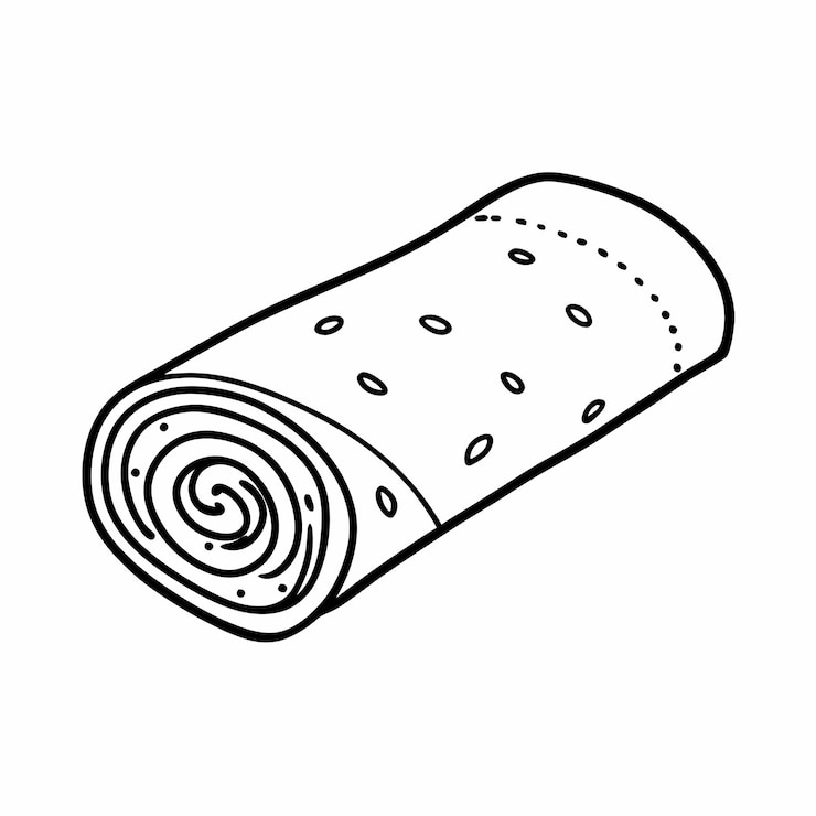 Vector doodle de contorno minimalista de toalla enrollada con puntos para decoración de hospitalidad y temas de spa