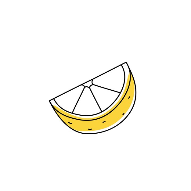 Doodle contorno rodaja de limón con mancha ilustración vectorial para el embalaje