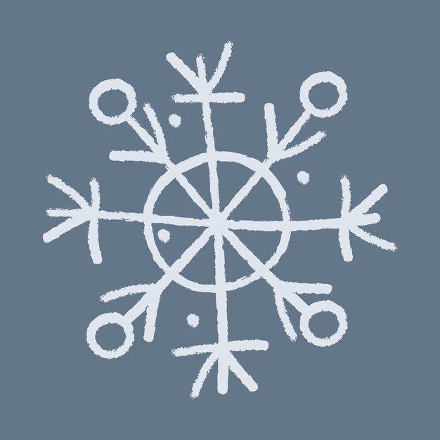 Doodle copo de nieve dibujado a mano con círculo Ilustración de clipart en color vectorial