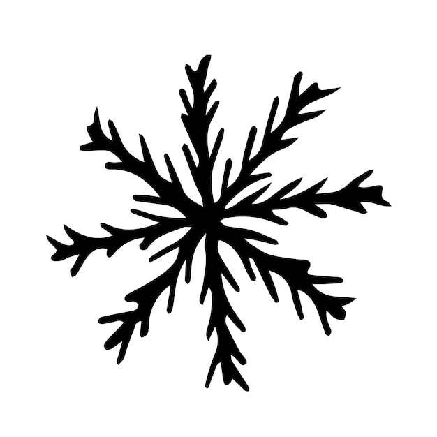 Doodle copo de nieve Elemento de invierno vector dibujado a mano aislado sobre fondo blanco