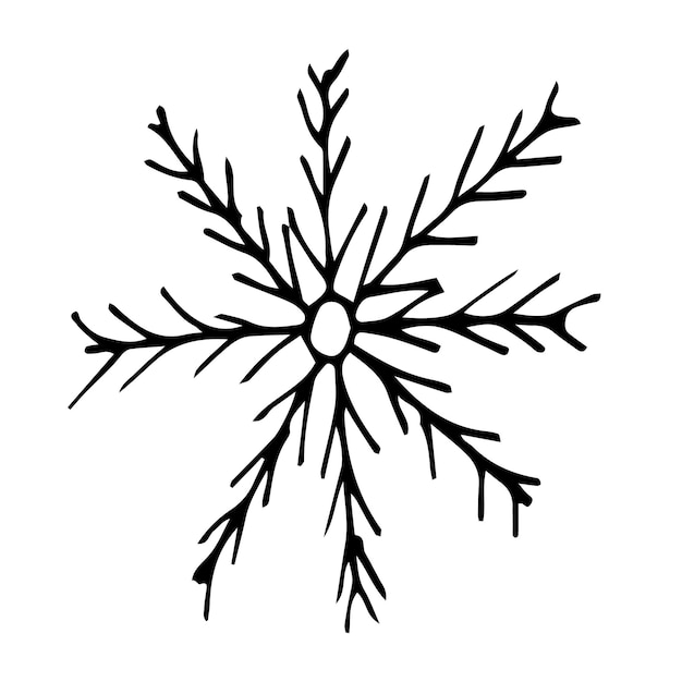 Doodle copo de nieve elemento de invierno vector dibujado a mano aislado sobre fondo blanco