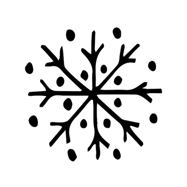 Doodle copo de nieve Elemento de invierno vector dibujado a mano aislado sobre fondo blanco