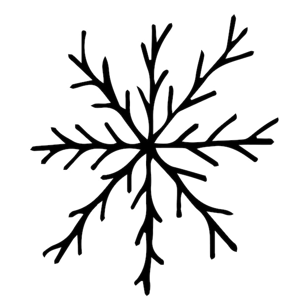 Doodle copo de nieve Elemento de invierno vector dibujado a mano aislado sobre fondo blanco