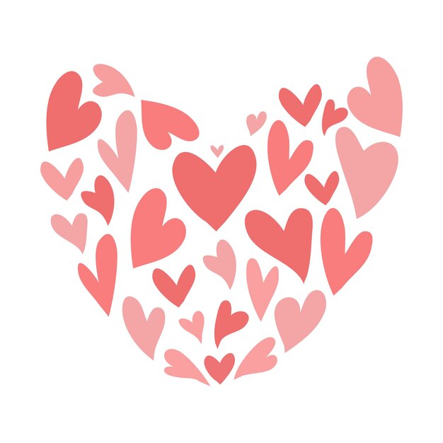 Doodle de corazón para el día de San Valentín Esbozo de icono de corazón rojo conjunto gráfico corazón dibujado a mano