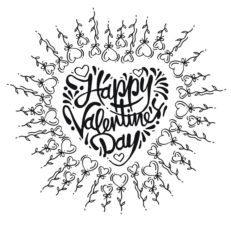 Doodle corazón dibujado a mano, feliz día de San Valentín