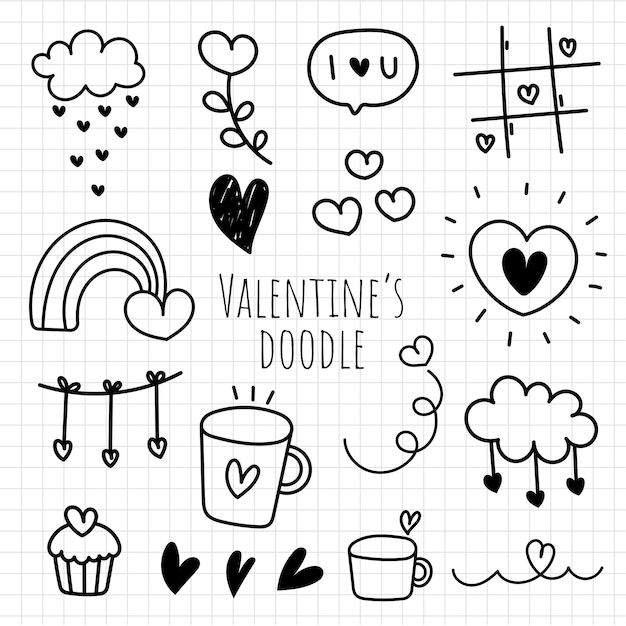 Doodle de corazón, doodle de san valentín. ilustración vectorial