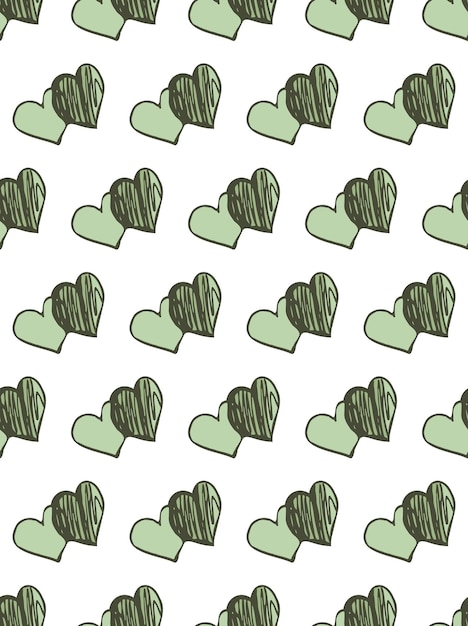 Doodle corazones en estilo verde