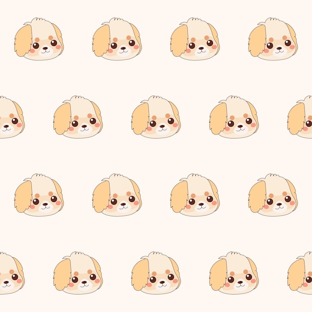 Doodle Cute Dog Character Estilo de tela textil sin costuras estampación de papel tapiz estampado reloj gracioso