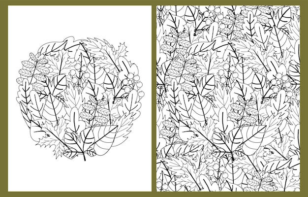Vector doodle deja páginas para colorear en formato de carta estadounidense plantillas de fondo de naturaleza en blanco y negro