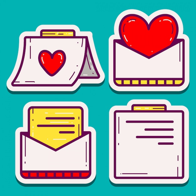 Doodle design cartoon stickers valentine's day greeting cards