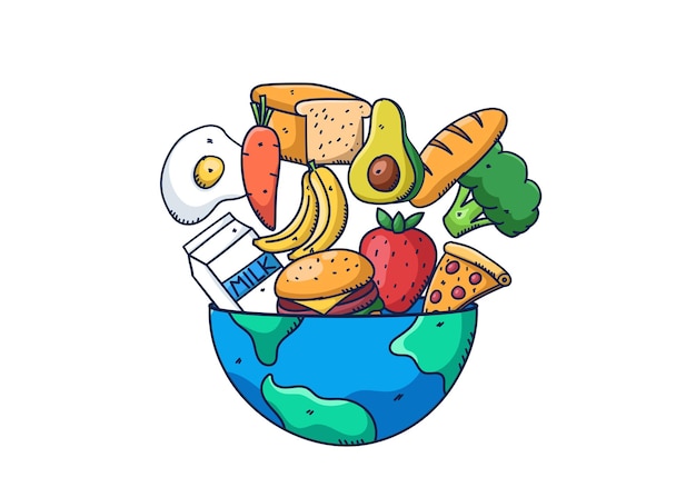 Vector doodle día mundial de la alimentación