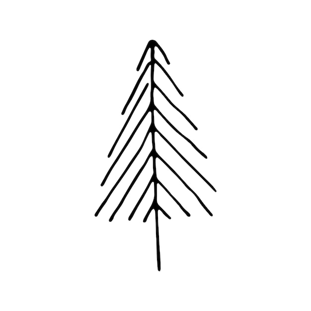 Doodle dibujado a mano de árboles de Navidad y vacaciones Árboles para tarjetas de felicitación de Año Nuevo y Navidad