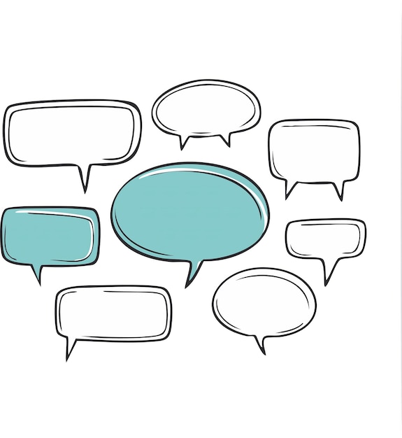 Doodle dibujado a mano burbujas de discurso ilustraciones