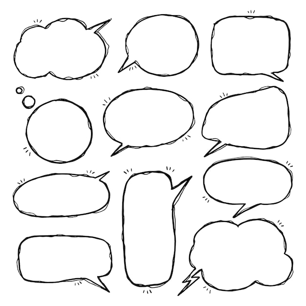 Doodle dibujado a mano colección de dibujos de burbujas de discurso