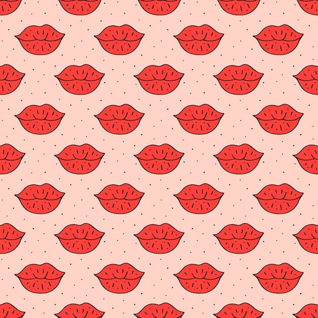 Doodle dibujado de mano de dibujos animados lindo de labios humanos