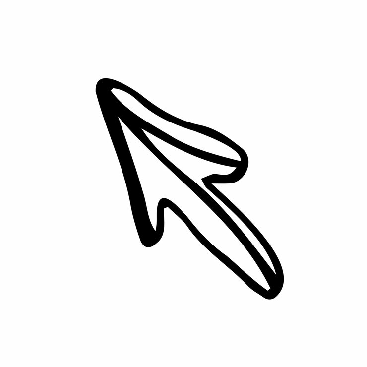Vector doodle dibujado a mano haga clic en el icono de flecha boceto negro dibujado a mano símbolo de signo elemento de decoración blanco b