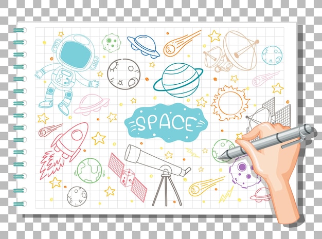 Doodle dibujado a mano del icono del espacio