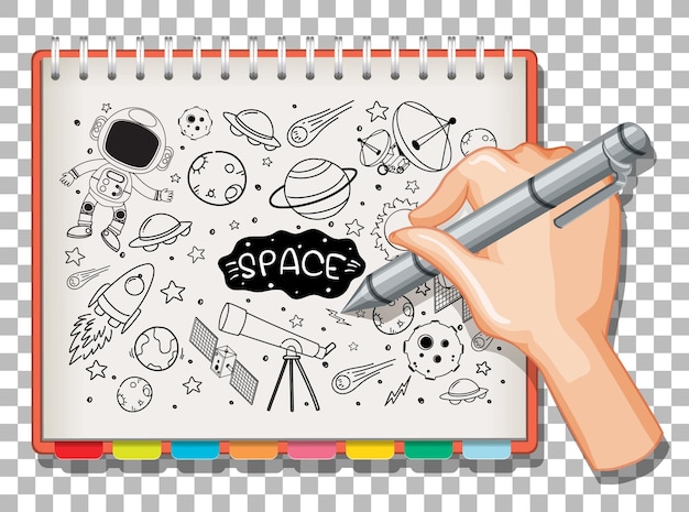 Doodle dibujado a mano del icono del espacio