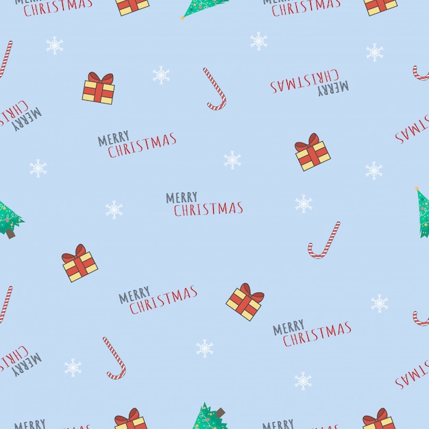 Doodle de dibujos animados feliz Navidad de patrones sin fisuras