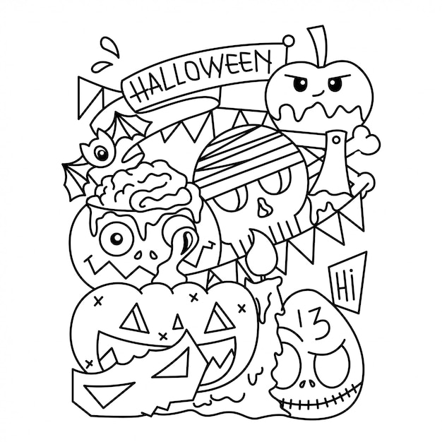 Doodle de dibujos animados de halloween