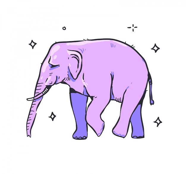 Doodle de elefante. ilustración vectorial