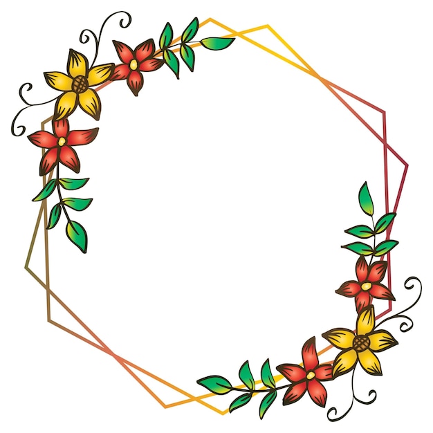 Doodle elementos de marco con flores