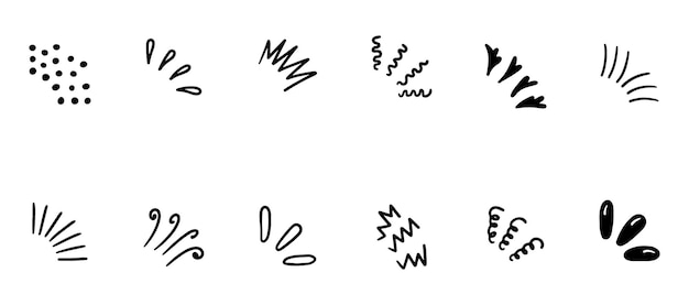 Doodle elementos de rayos brillantes dibujados a mano marco de línea de sorpresa pop para la ilustración del titular del título